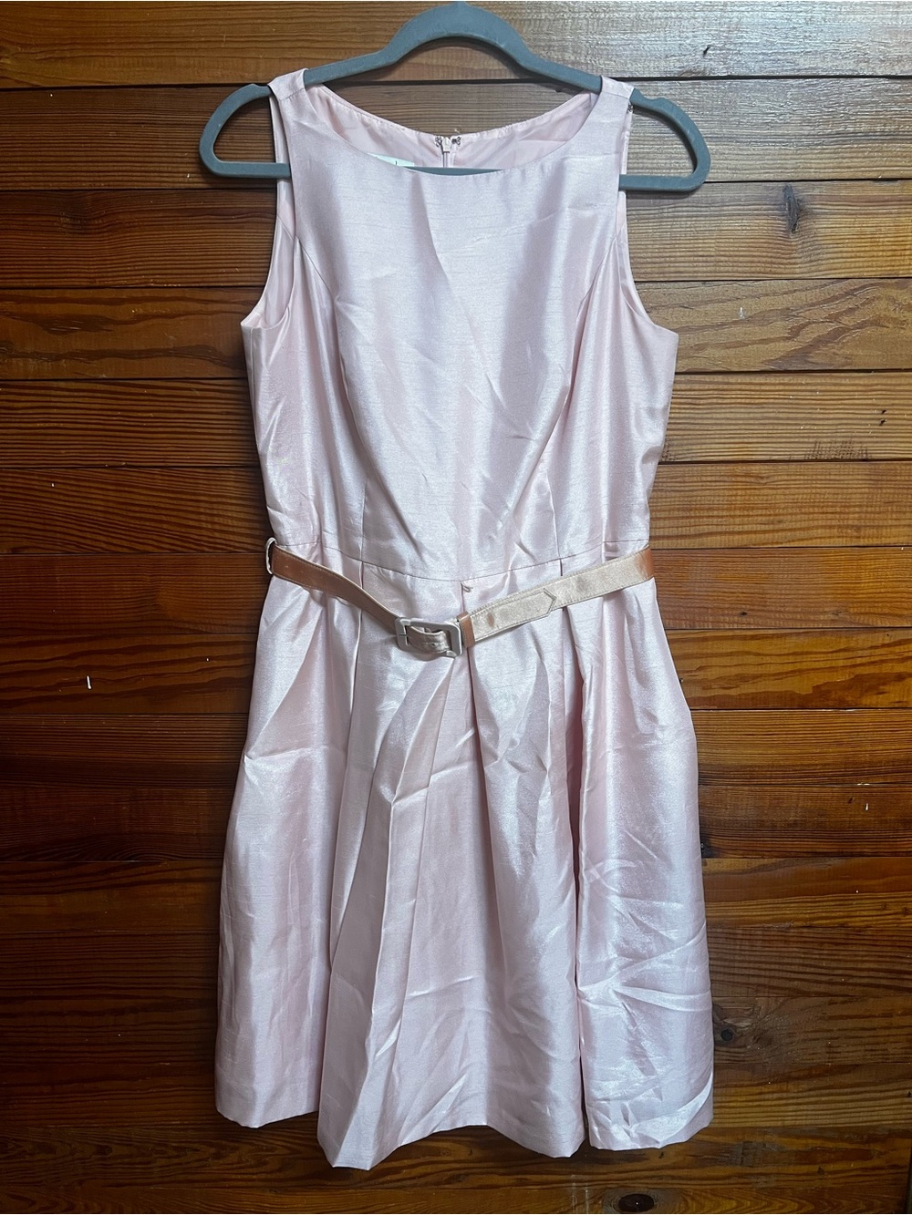 Kim Rogers Blush Pink Fit & Flare Midi Dress Belted Size 10